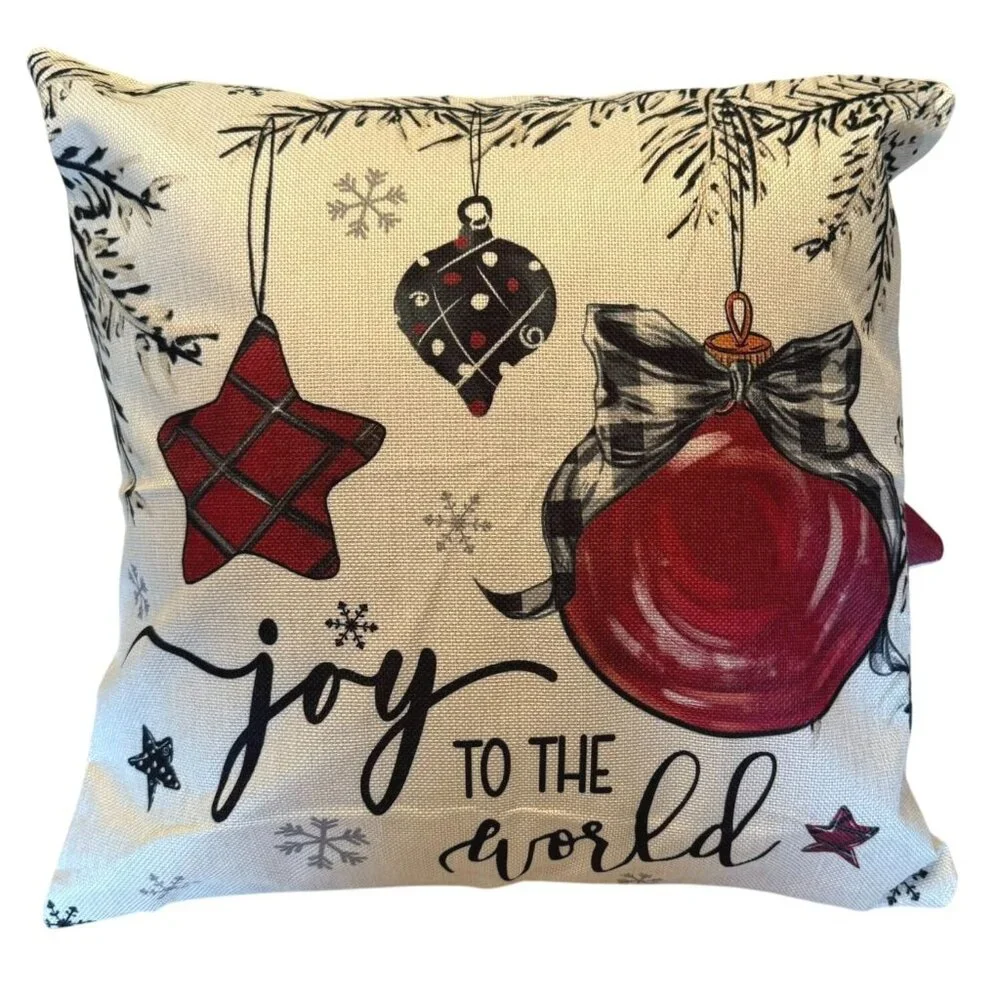 Christmas - Joy To The World - Pillow Cover 17in x 17in Holiday Decor